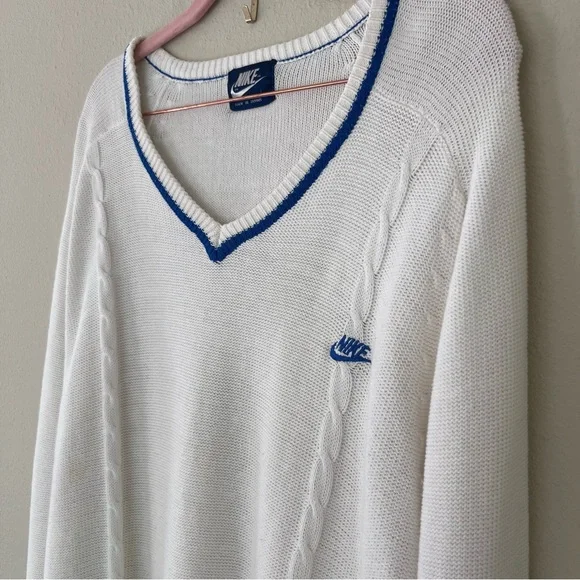 Nike Vintage Tennis Sweater Blue Label Large Golf Sports Leisure 80s Old Money - Picture 5 of 11